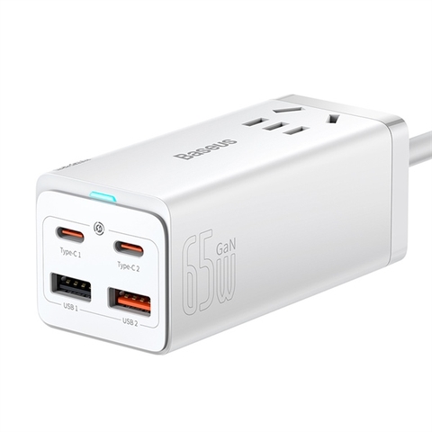 Bộ sạc nhanh 65W Baseus GaN3 Pro Desktop Powerstrip 5 in 1 ( AC + Type Cx2 + x2 USB , 100W(20V/5A))