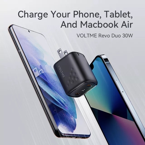 Củ Sạc Nhanh Voltme Revo Duo 30W GaN III | 2 Cổng Type-C Sạc Cùng Lúc
