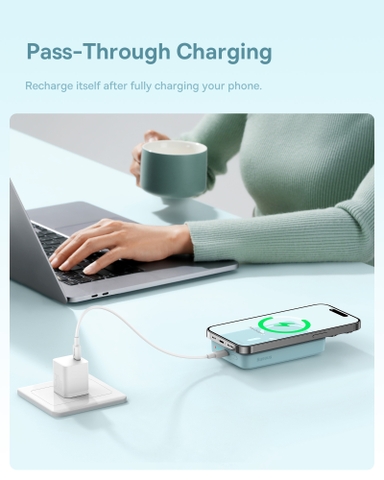 Pin Dự Phòng Không Dây Tích Hợp Nam Châm OS-Baseus Magnetic Mini Wireless Fast Charge Power Bank 10000mAh 30W (Kèm cáp sạc C to C, 30cm)