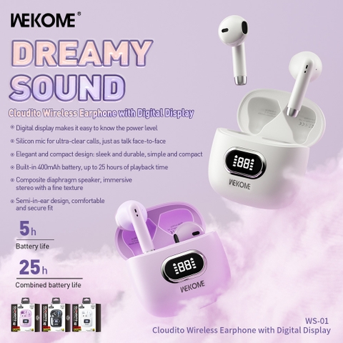 Tai Nghe Bluetooth Wekome Dreamy Sound WS-01 Wireless Earphone