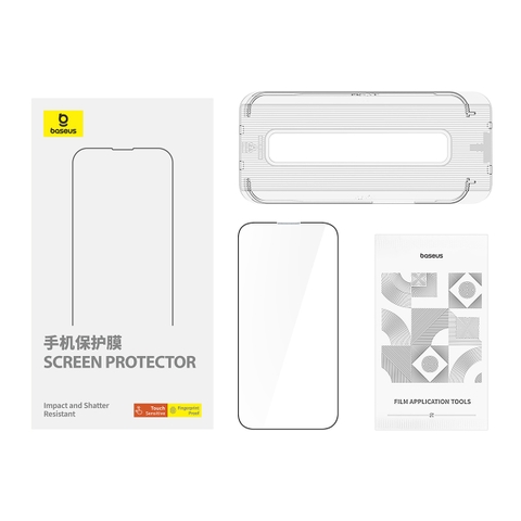 Kính Cường Lực Chống Nhìn Trộm Baseus Schott Series Full-Coverage Privacy Protection Tempered Glass Screen Protector with Built-in Dust Filter for iP 15