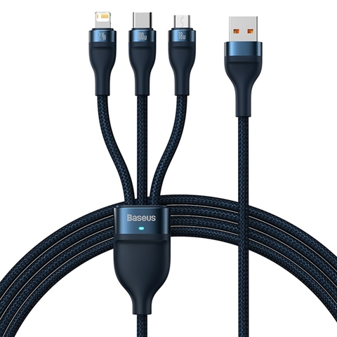 Cáp sạc nhanh 3 đầu Baseus Flash Series Ⅱ One-for-three Fast Charging Data Cable USB to M+L+C 100W