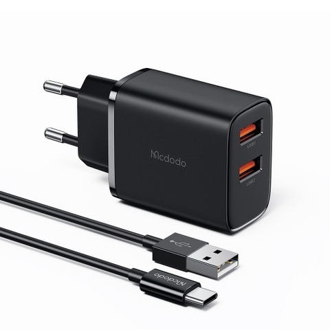 Cốc Sạc Nhanh Mcdodo 12W Dual USB Charger (Chân cắm tròn)