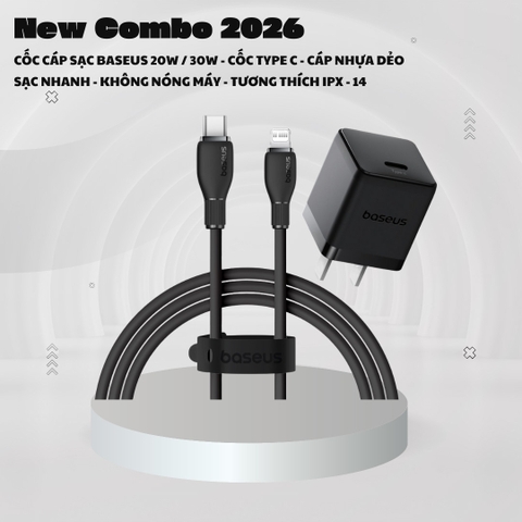 Combo Cốc Cáp Sạc Baseus 20W / 30W - Sạc Nhanh - Không Nóng Máy (Cốc Type-C, Cáp Type-C to Ln 1m)