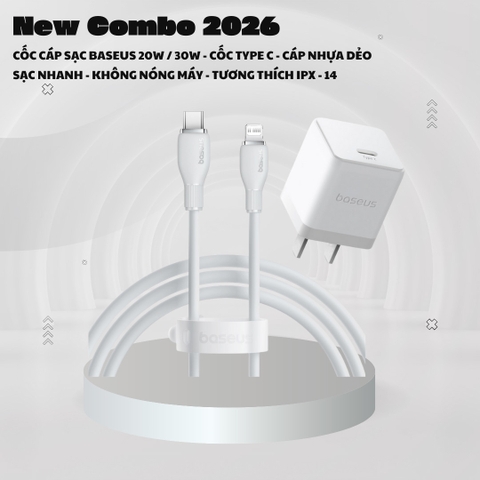 Combo Cốc Cáp Sạc Baseus 20W / 30W - Sạc Nhanh - Không Nóng Máy (Cốc Type-C, Cáp Type-C to Ln 1m)