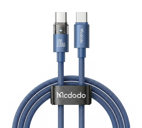 Cáp Sạc Nhanh Mcdodo 100W PD Type-C to Type-C | Thiết Kế Trong Suốt Lộ Mạch, Có Đèn LED