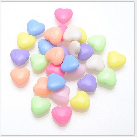 10-50gam hạt nhựa trái tim 9/12mm #P117-20 & #P117-34