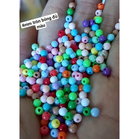 25gam hạt nhựa tròn bóng nhiều màu size 4mm