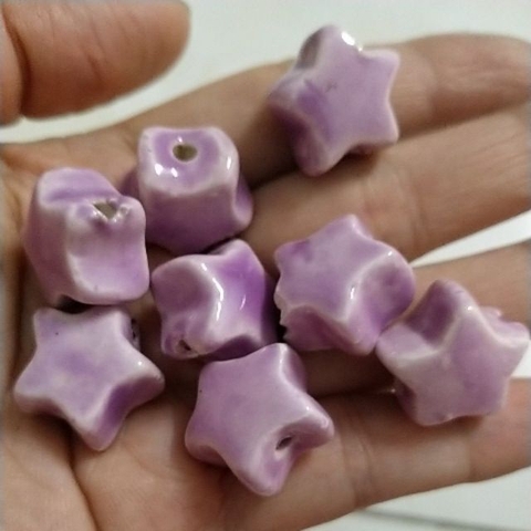 5 ngôi sao gốm sứ có lỗ xỏ màu tím 18mn