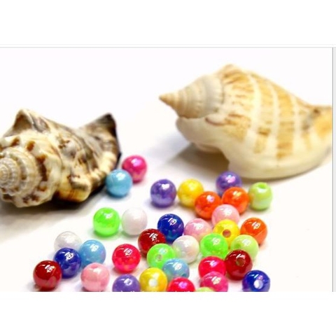 (P132-12) 25-100gam Hạt nhựa tròn nhiều màu bóng cừ 6-8-10mm