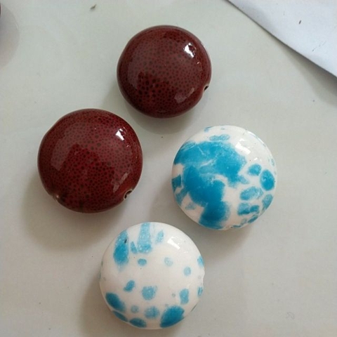 2viên đá gốm tròn dẹp 30mm