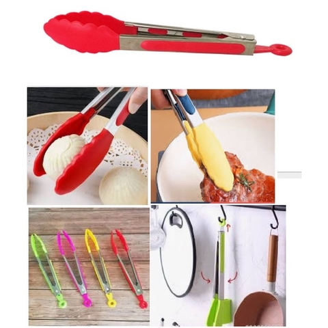 Kẹp Gắp Thức Ăn Gắp Đồ Nóng - chất liệu inox, silicon, Kẹp gắp thức ăn, bánh silicon chịu nhiệt 28 cm