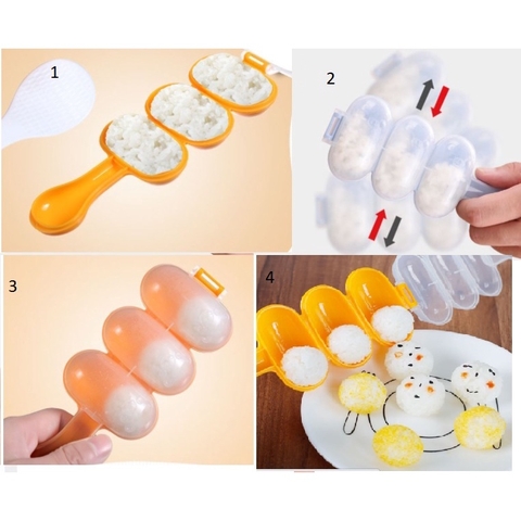 (Tặng thìa) Khuôn lắc cơm dụng cụ làm cơm nắm viên tròn