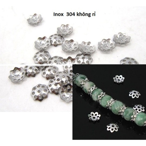 10/20/50 cái đế hoa ốp hạt inox không rỉ 6mm