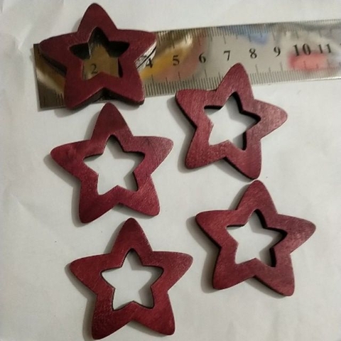 5 ngôi sao gỗ size 45mm nâu đỏ