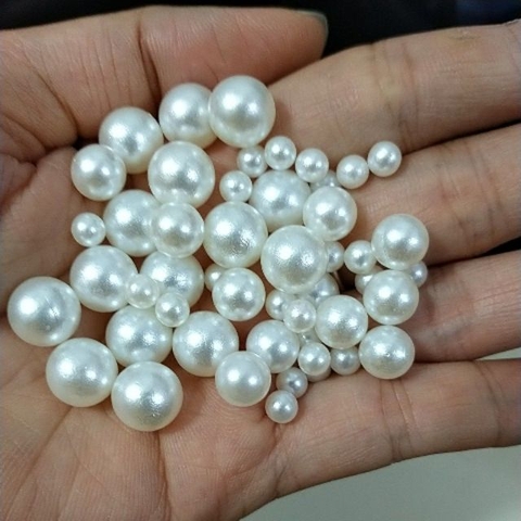 25gam hạt nhựa ngọc trai không lỗ màu trắng 4/5/8/10mm