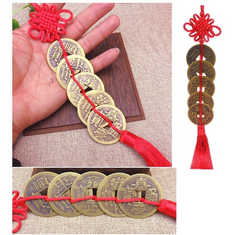 Dây ĐỒNG XU NGŨ PHÚC MAY MẮN