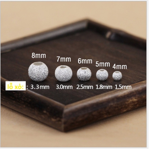 charm bạc 925 bi nhám 4/5/6/7/8mm