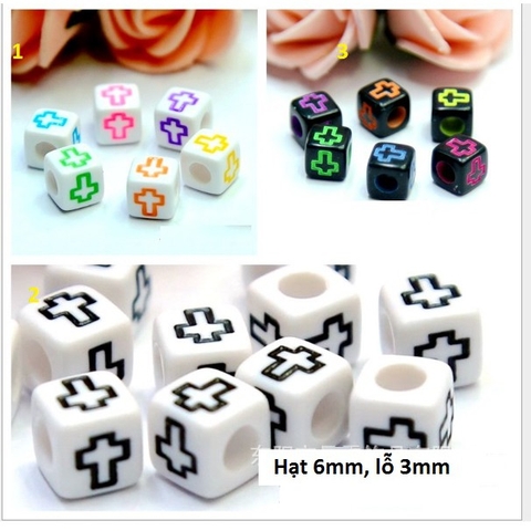 5-25gam Hạt vuông in thánh giá, thập giá 6mm