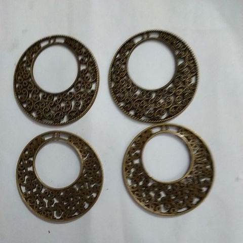 2 Mặt kim loại hoa văn tròn 40mm màu đồng