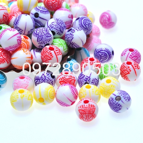 25-100gam hạt nhựa 8mm in hình phật làm vòng thủ công