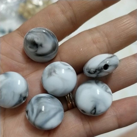5viên hạt nhựa dẹp 16mm xám trắng