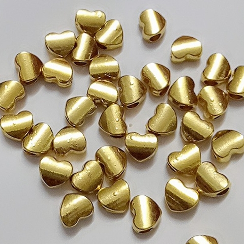 1-2-5 charm xỏ trái tim 12mm lỗ lớn 5mm màu vàng làm vòng trang sức