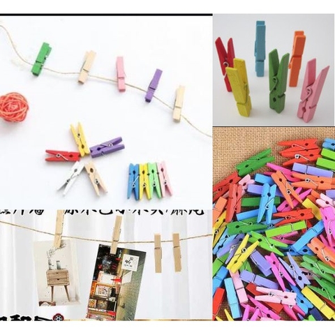 10-20 kẹp gỗ treo ảnh  nhiều size để chọn +5met dây treo