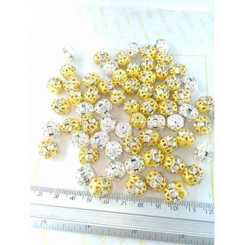 5-10 charm rỗng pha lê màu vàng size 12mm