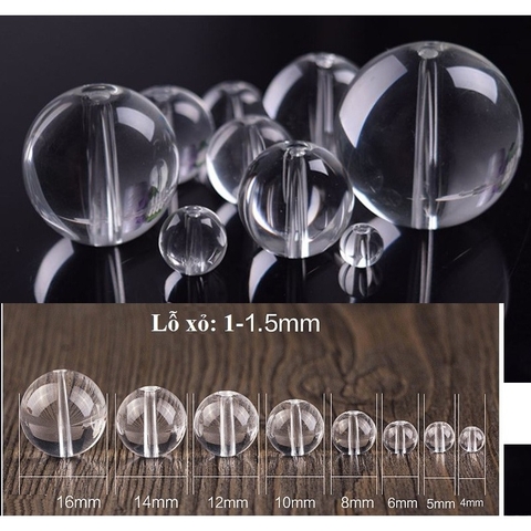 500gam hạt đá thủy tinh trắng trong làm vòng đủ size 4-6-8-10-12-14-16mm (màu 4)