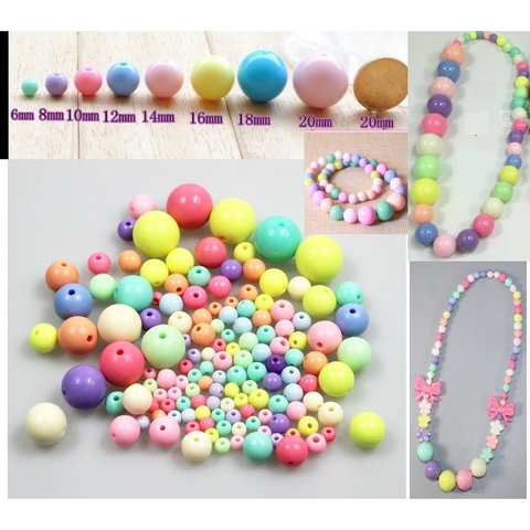 100gam hạt nhựa tròn nhiều màu pastel 4mm- 6mm 8mm 10mm 12mm 14mm 16mm 18mm 20mm