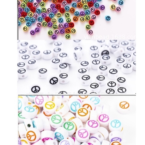 10-70 Hạt nhựa in hình cây biểu tượng hòa bình size 4x7mm cò lỗ xỏ làm vòng tay, vòng cổ (loại đẹp)