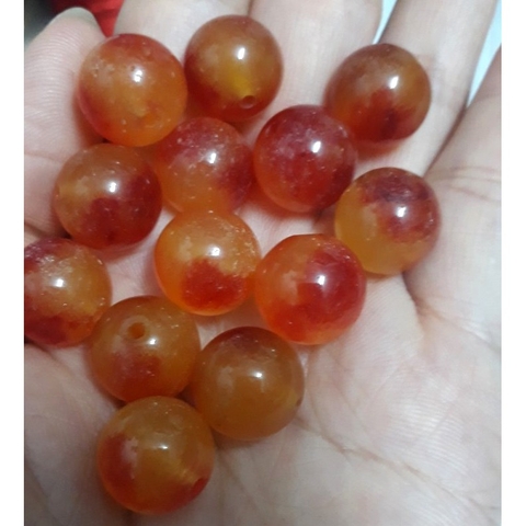 5 hạt đá thiên nhiên 12mm cam đỏ làm vòng hạt