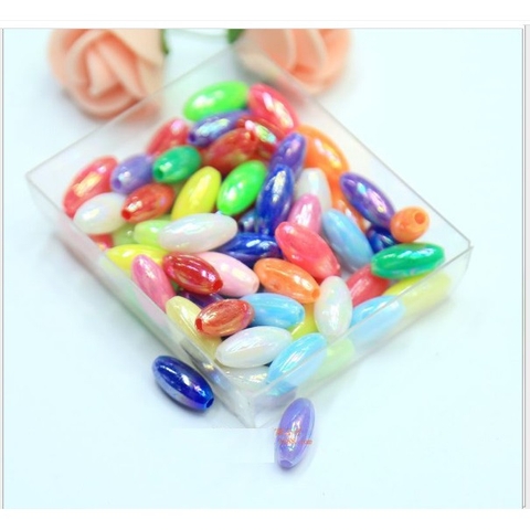 (P132-6/7) 25-100gam hạt bẹt, hạt cườm bầu dục bóng ánh cừ 4x8mm & 6x12mm