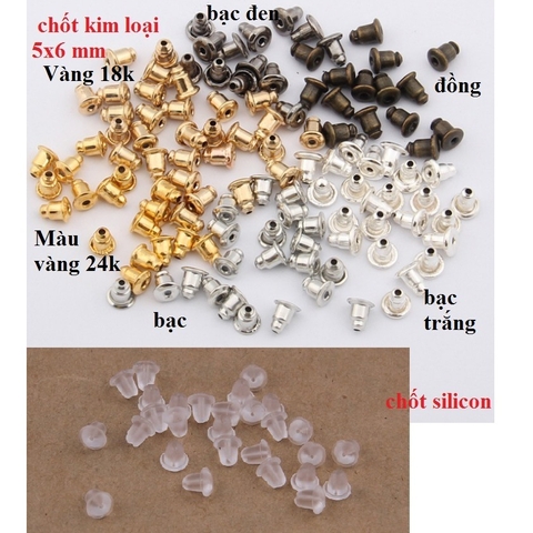 100 CHỐT HOA TAI - BỊT SAU KHUYÊN XỎ , CHỐT CHUÔI HOA TAI