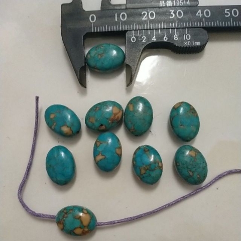 10viên đá màu xanh ngọc lam 10x15mm