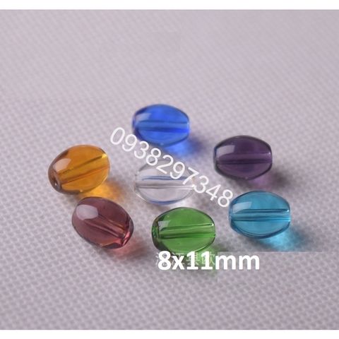 10 viên lu thống  đá thủy tinh nhân tạo 8x11mm (có 8 màu) có lỗ xỏ làm vòng