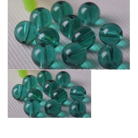 10-50gam hạt đá nhân tạo thủy tinh xanh lý 6mm -8mm làm vòng tay, vòng cổ, trang trí handmade tùy thích