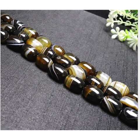 1 viên lu thống thiên nhiên 10x14mm màu Nâu vân sọc