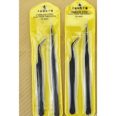 set 2 Nhíp Gấp Mũi Nhọn nhỏ & Đầu Cong Đa Năng, gấp lông yến