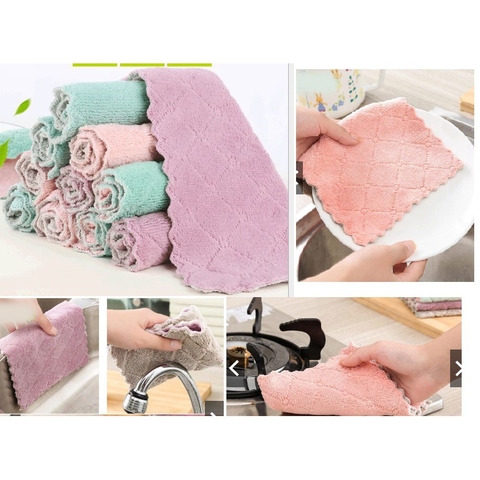 Khăn Lau 2 Màu Đa Năng Siêu Thấm Hút Sợi Vải dùng nhà bếp