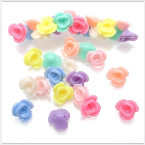 #P117-62 gói 10-50gam hạt nhựa tròn hoa hồng đế bằng 7x13mm