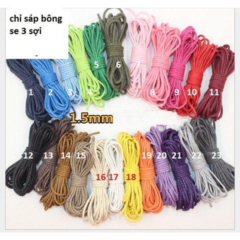 5met dây chỉ sáp se 3 sợi làm vòng size 1.5-2mm nhiều màu