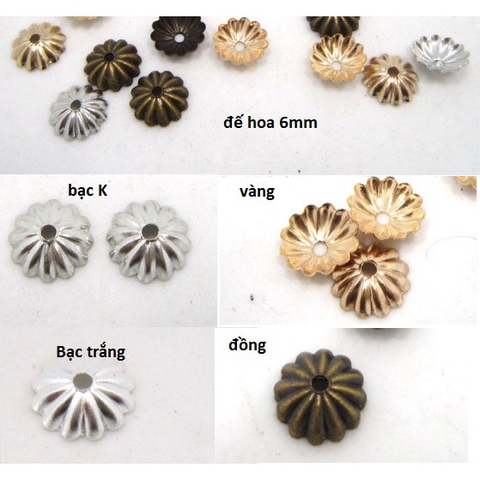 100 Đế hoa ốp hạt 6mm 4 màu-MH 2453