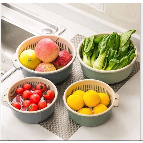 Bộ Rổ Nhựa Kèm Chậu Rửa Hoa Quả Tiện Lợi