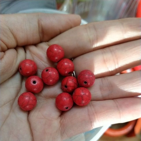 5 viên đá ngọc lam turquoise đỏ 10mm