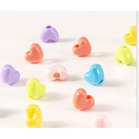 10-50gam P128-45 hạt trái tim lỗ xỏ lớn 5mmtrang trí vòng hạt, cột tóc,làm đồ chơi, trang trí thủ công handmade..