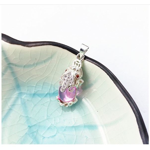 mặt dây chuyền thiềm thừ (cóc ngậm tiền) hồng mạ bạc 8x28-Mh2644