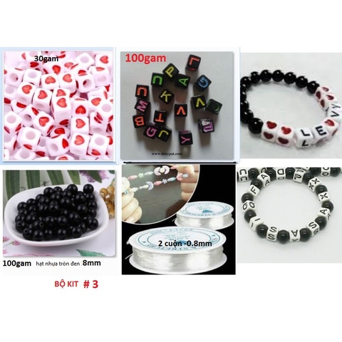 combo 230gam hạt chữ nhựa, dây thun làm 20 vòng tay -Số 3