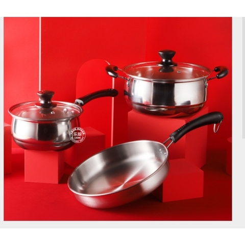 bộ nồi chảo quánh 5 món inox không rỉ